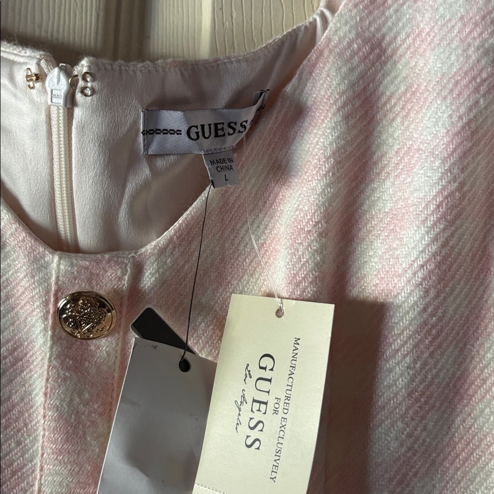 Guess Women's Pink and White Mini Dress - Picture 3 of 5